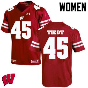 Women's Wisconsin Badgers NCAA #45 Hegeman Tiedt Red Authentic Under Armour Stitched College Football Jersey OB31T20KN